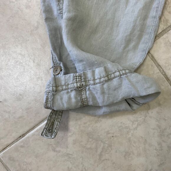 Blue Earth 100% Linen Pants women’s 4 Pants Drawstring Waist pockets roll tab - Picture 7 of 13